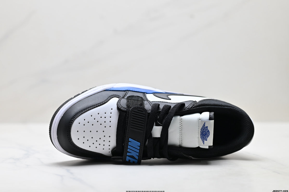 Jordan Legacy 312 Low Black White Royal Blue sneakers detail view 2