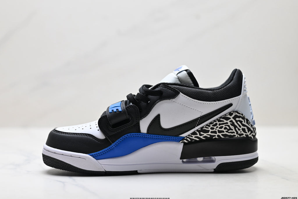 Jordan Legacy 312 Low Black White Royal Blue sneakers detail view 3