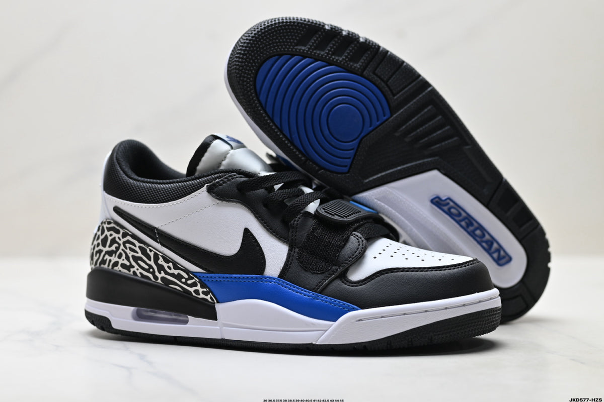 Jordan Legacy 312 Low Black White Royal Blue sneakers detail view 5