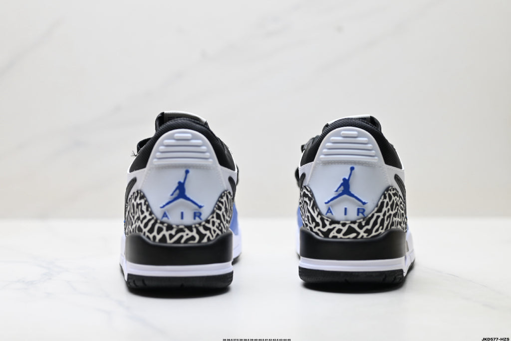 Jordan Legacy 312 Low Black White Royal Blue sneakers detail view 6