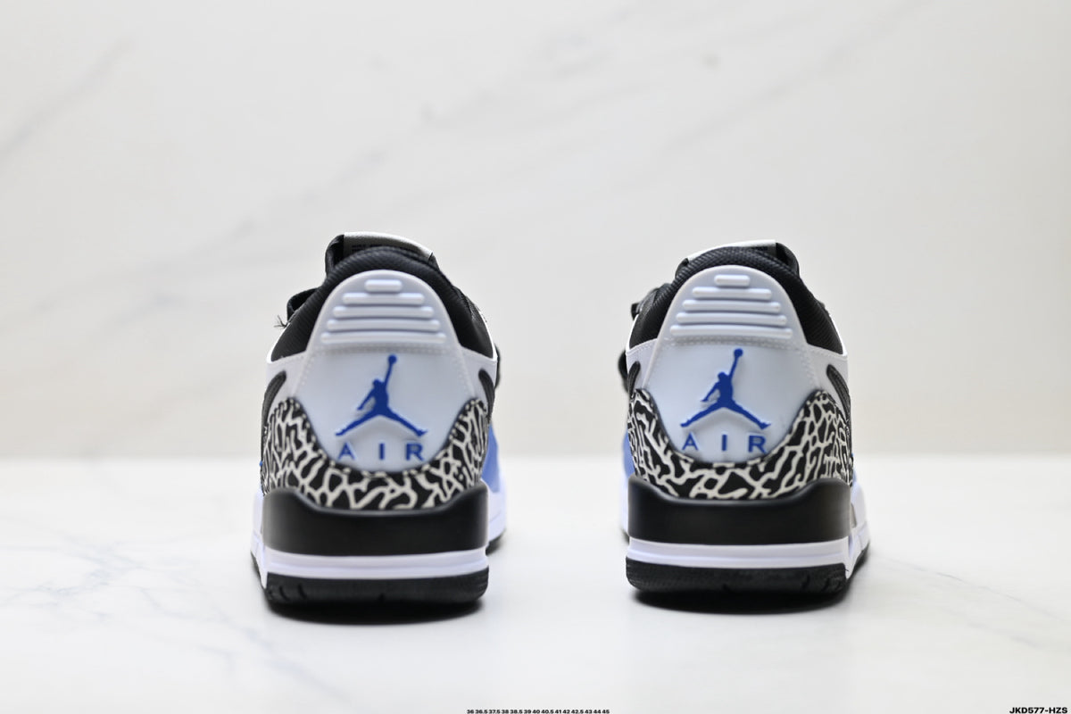 Jordan Legacy 312 Low Black White Royal Blue sneakers detail view 6