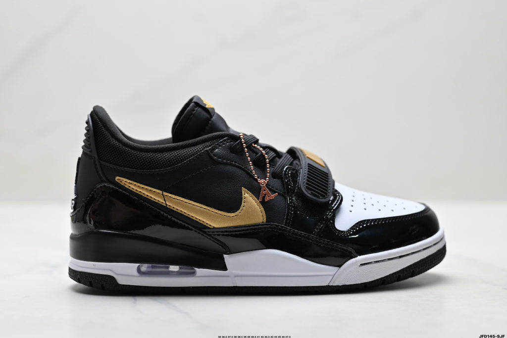 Jordan Legacy 312 Low Black White Metallic Gold sneakers detail view 1