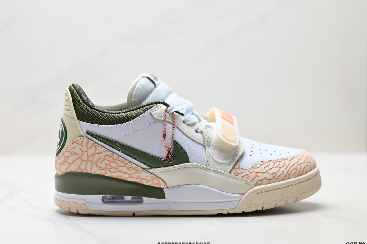 Jordan Legacy 312 Low White Sand Olive Green sneakers detail view 1