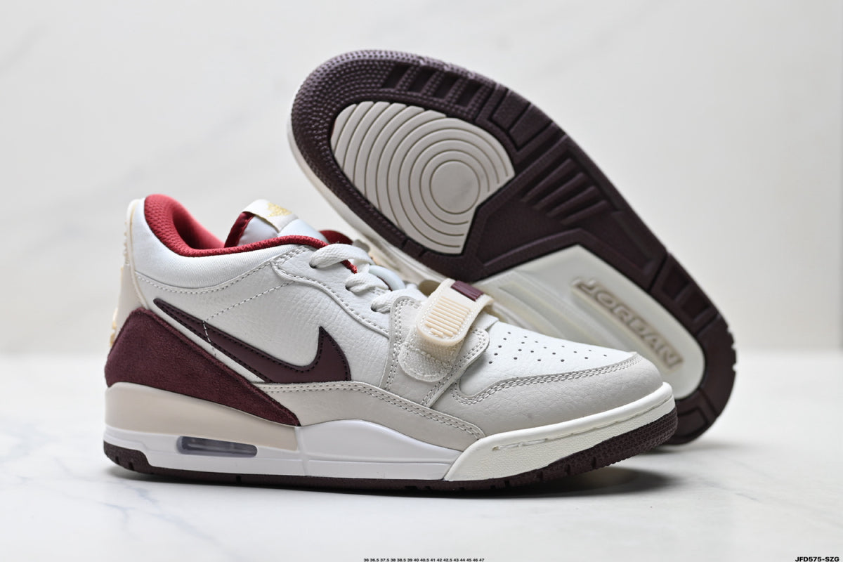 Jordan Legacy 312 Low White Burgundy Red sneakers detail view 5