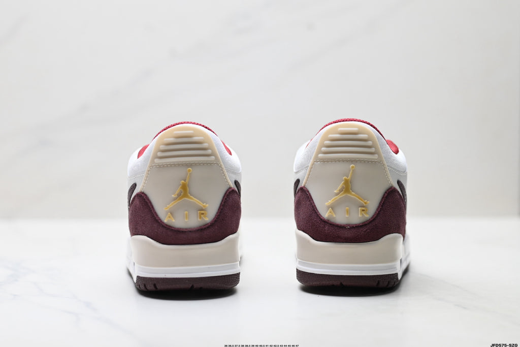 Jordan Legacy 312 Low White Burgundy Red sneakers detail view 6