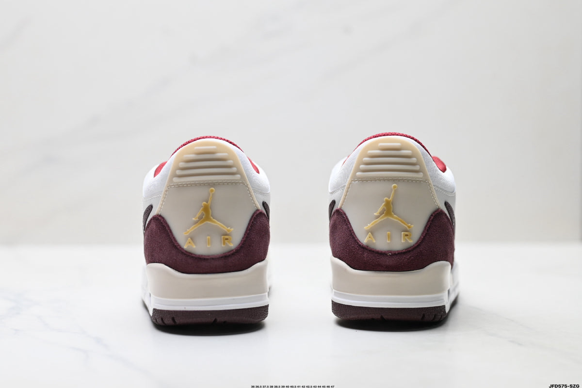 Jordan Legacy 312 Low White Burgundy Red sneakers detail view 6