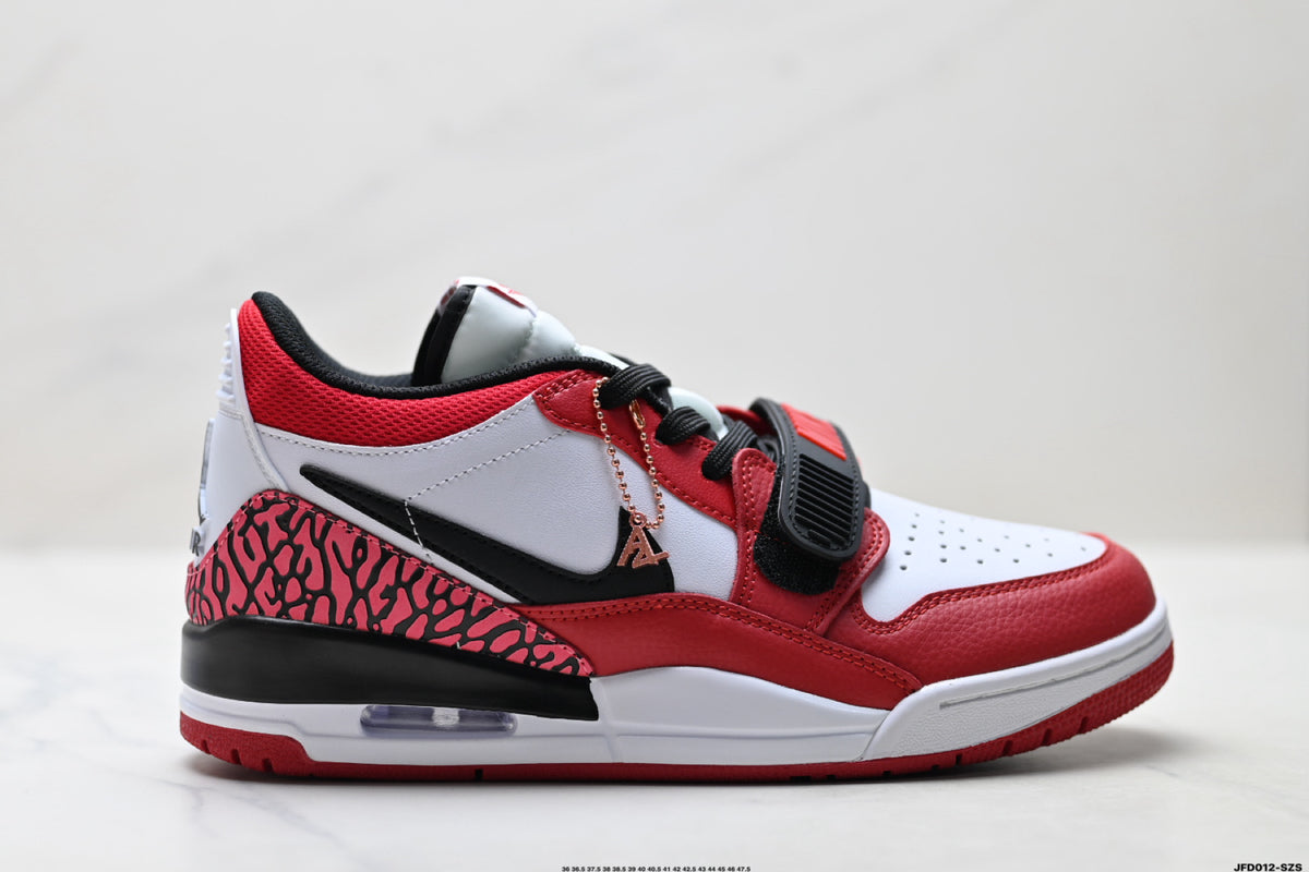 Jordan Legacy 312 Low White University Red Black sneakers detail view 1