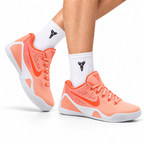 Nike Kobe Peach Orange Mesh basketball shoes, on-foot styling illustration
