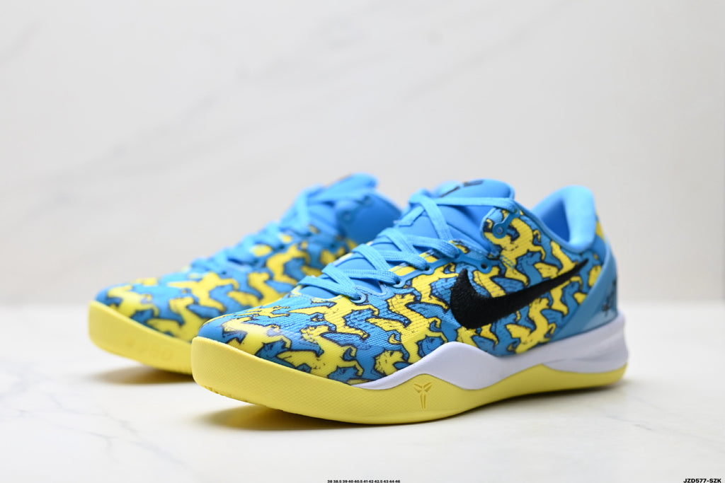 Nike Kobe Blue Yellow Horse Print basketball shoes, product detail photo 4