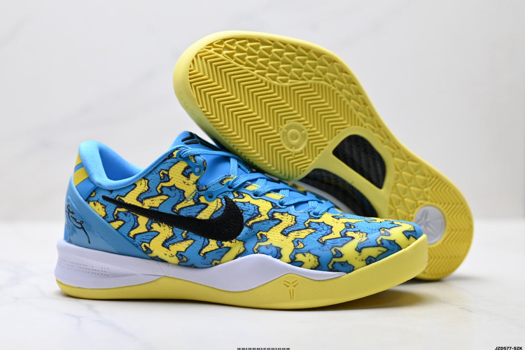 Nike Kobe Blue Yellow Horse Print basketball shoes, product detail photo 5