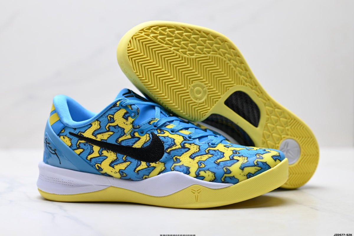 Nike Kobe Blue Yellow Horse Print basketball shoes, product detail photo 5