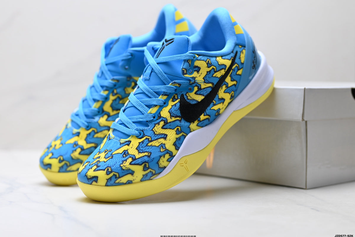 Nike Kobe Blue Yellow Horse Print basketball shoes, product detail photo 8