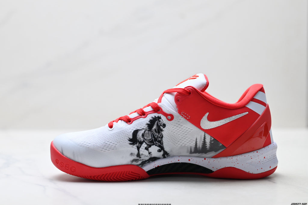 Nike Kobe White Red Horse Print basketball shoes, product detail photo 3