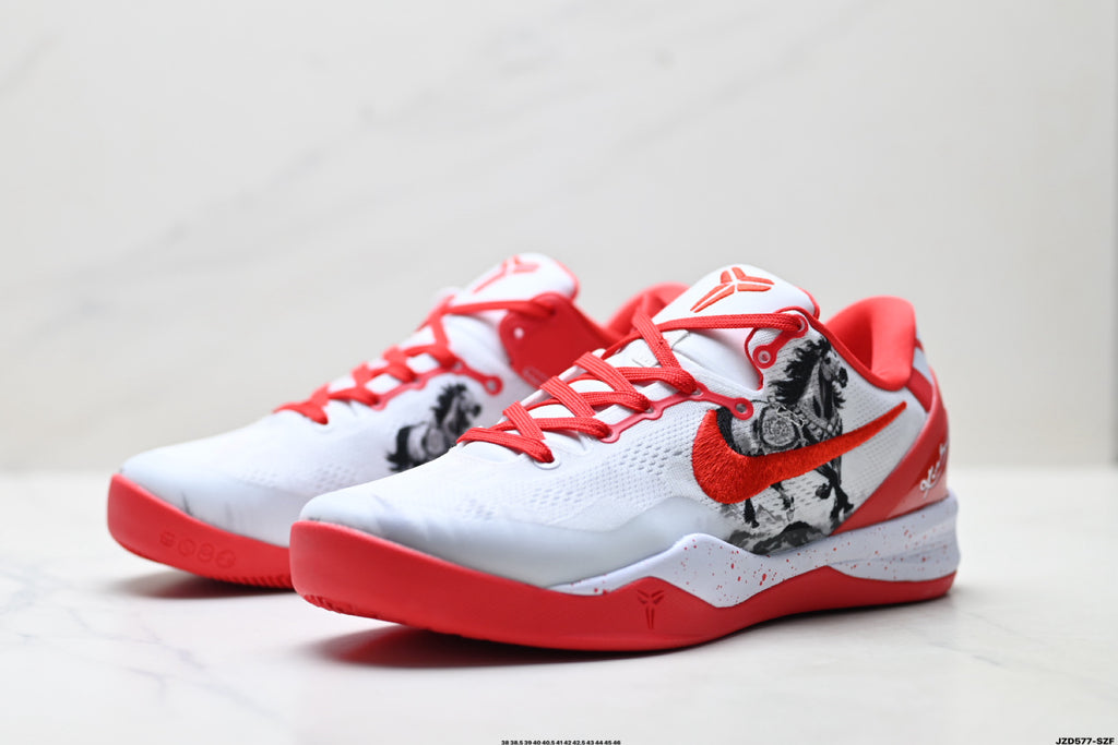Nike Kobe White Red Horse Print basketball shoes, product detail photo 4