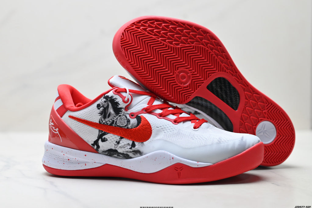 Nike Kobe White Red Horse Print basketball shoes, product detail photo 5