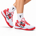 Nike Kobe White Red Horse Print basketball shoes, on-foot styling illustration