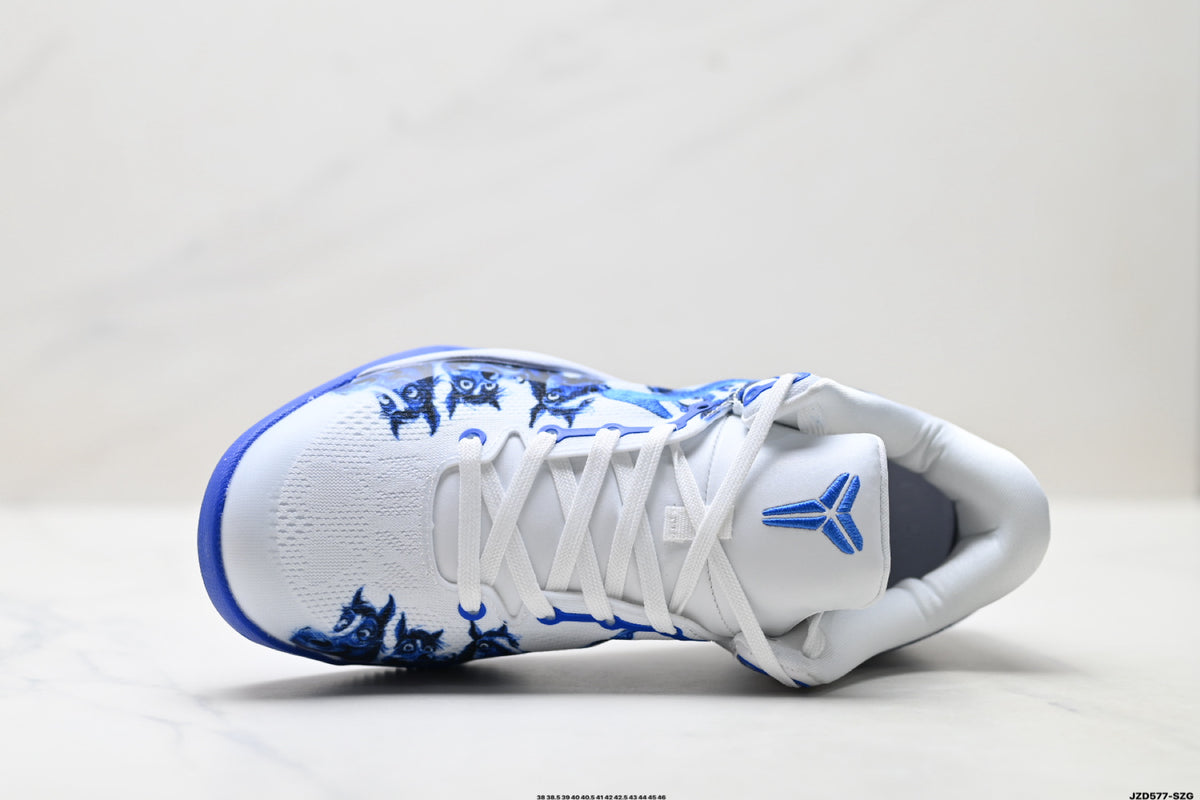 Nike Kobe White Blue Horse Print basketball shoes, product detail photo 2