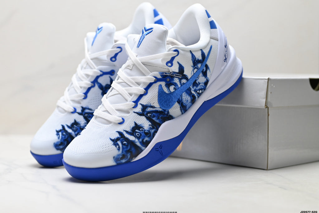 Nike Kobe White Blue Horse Print basketball shoes, product detail photo 8