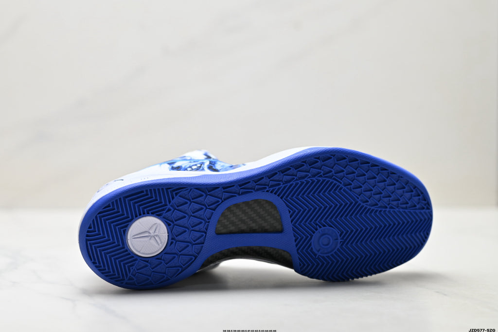 Nike Kobe White Blue Horse Print basketball shoes, product detail photo 9