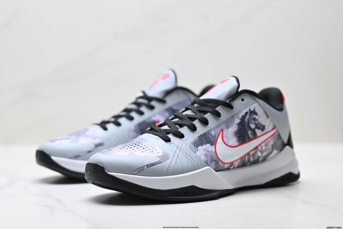 Nike Kobe Gray Red Horse Graphic basketball shoes, product detail photo 4