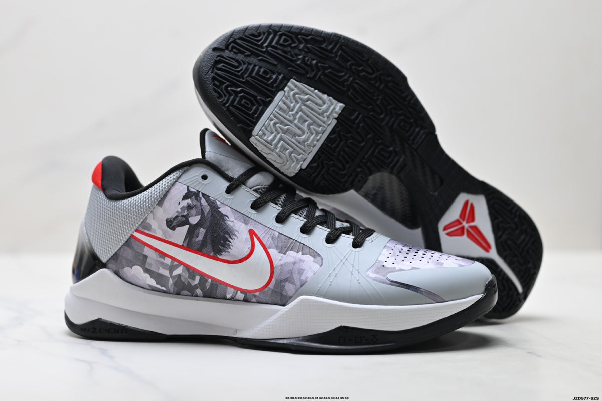 Nike Kobe Gray Red Horse Graphic basketball shoes, product detail photo 5