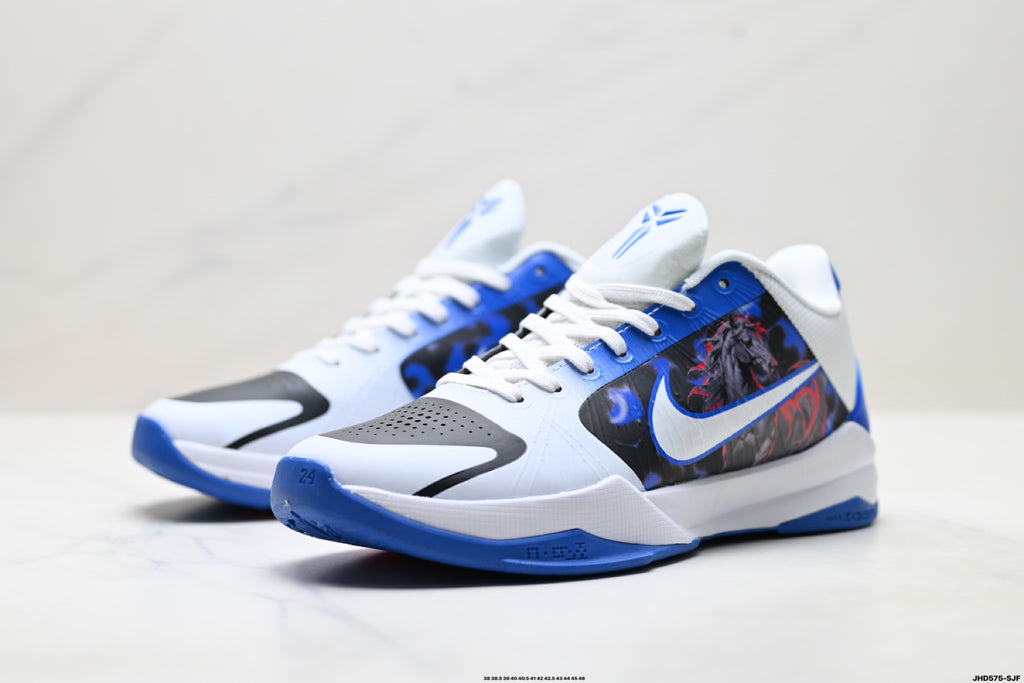 Nike Kobe White Blue Horse Graphic basketball shoes, product detail photo 4
