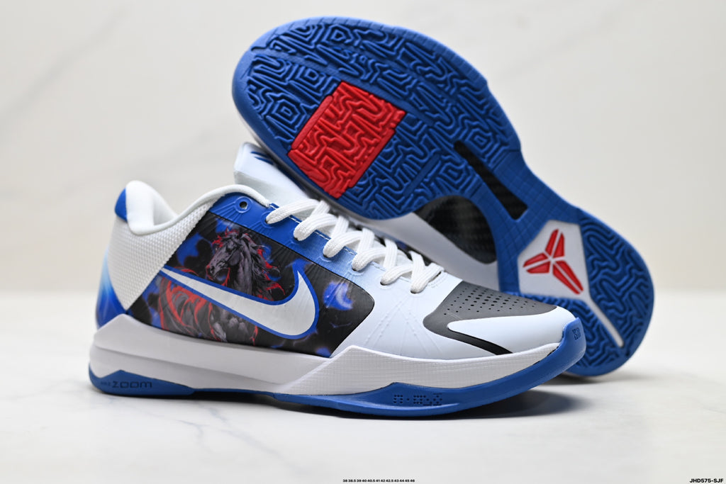 Nike Kobe White Blue Horse Graphic basketball shoes, product detail photo 5