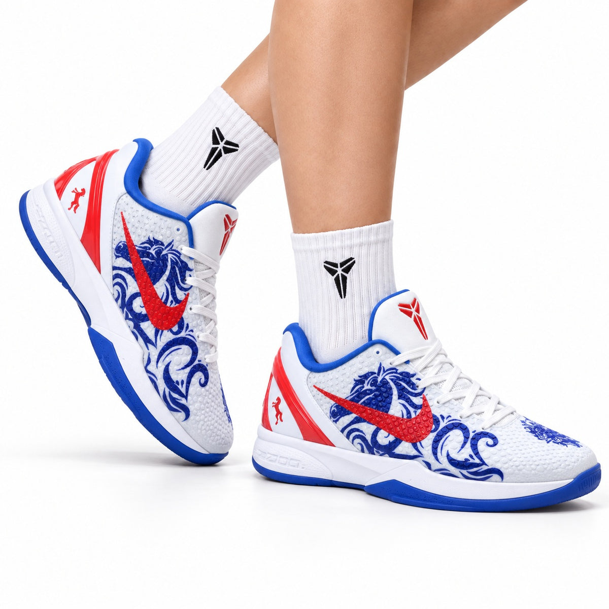 Nike Kobe 6 Protro Low-Top Basketball Shoes – White Blue Red