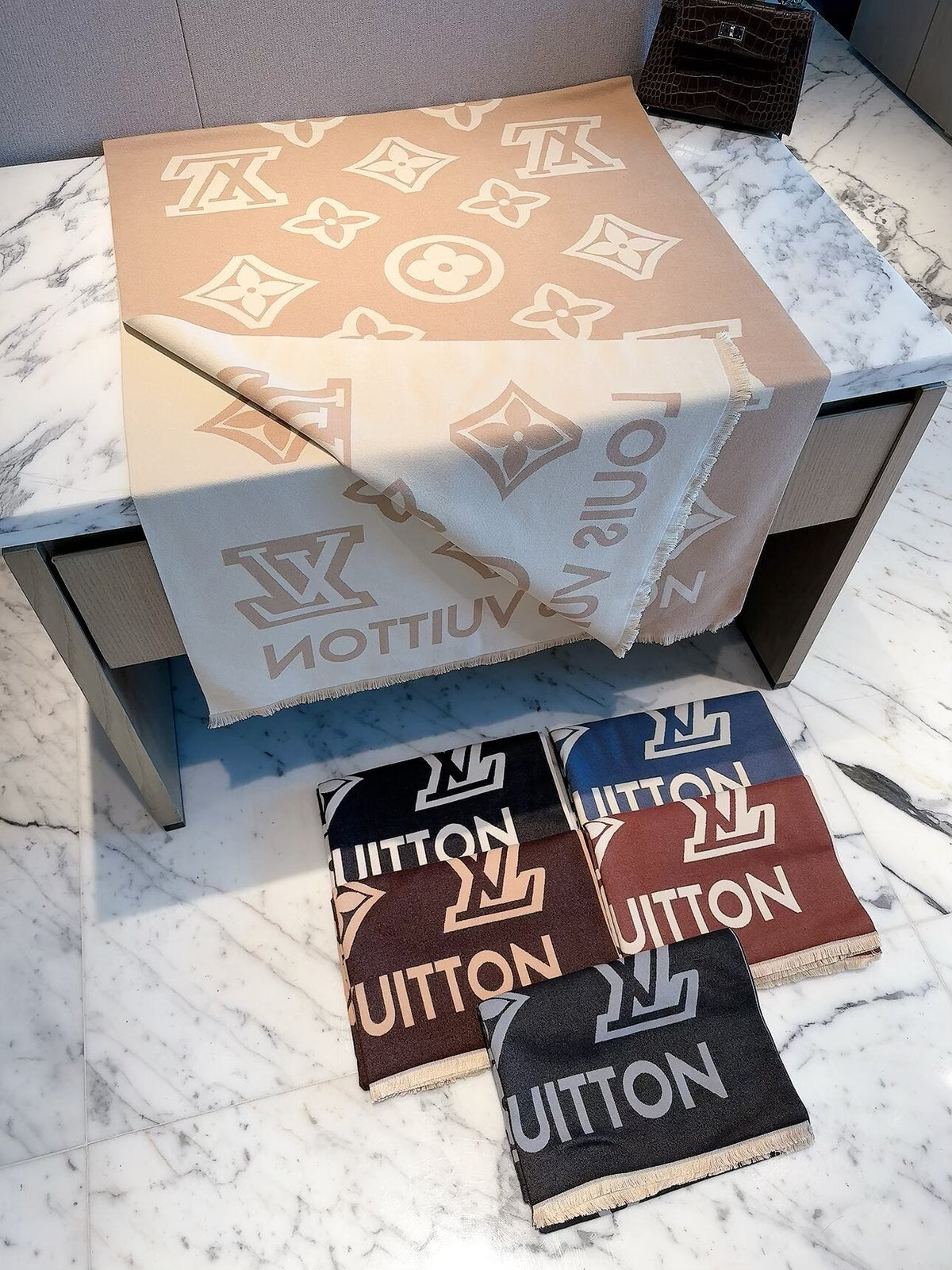 Louis Vuitton Style Oversized Monogram Scarf product detail 2