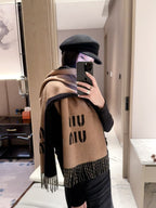 Miu Miu Style Oversized Logo Fringe Scarf product detail 9
