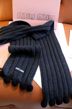 Miu Miu Style Pom-Pom Rib-Knit Scarf product detail 9
