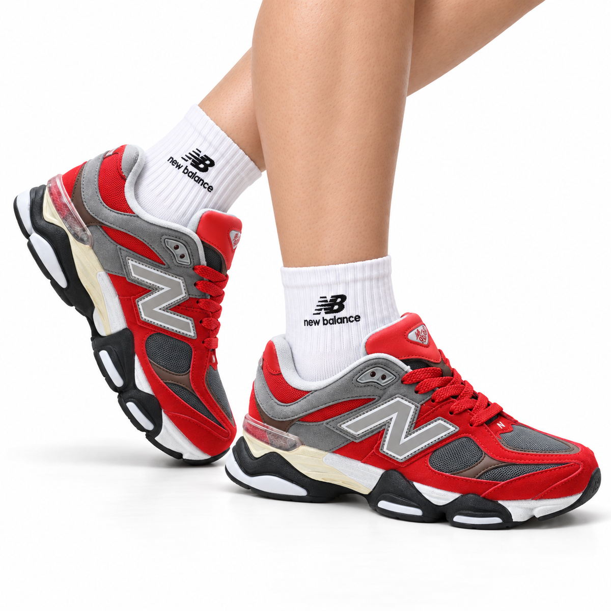 New Balance 9060 Lifestyle Sneakers – Red Grey