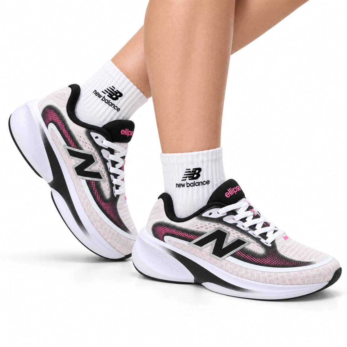 New Balance Ellipse v1 Running Shoes – White Pink Black
