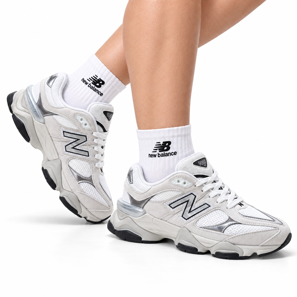 New Balance 9060 Retro Lifestyle Sneakers – White Silver