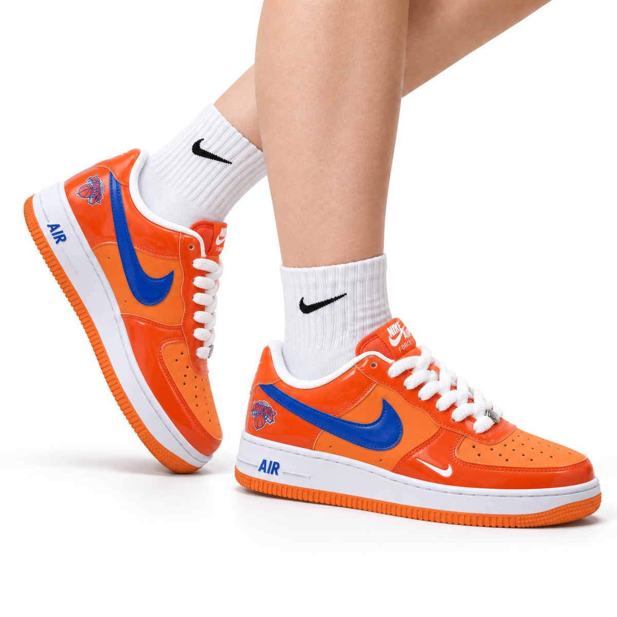 Nike Air Force 1 '07 LV8 Basketball Graphic Low-Top Sneakers – Orange/Blue