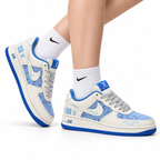 Nike Air Force 1 '07 LV8 Denim Graphic Low-Top Sneakers – Cream/Blue