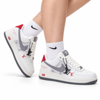 Nike Air Force 1 '07 LV8 Monogram Graphic Low-Top Sneakers – White/Grey/Red