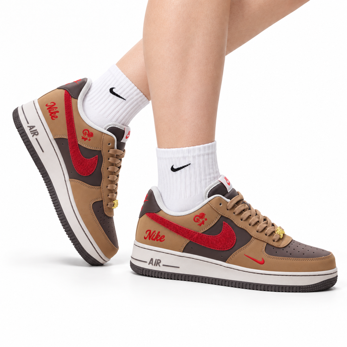 Nike Air Force 1 '07 LV8 Lunar New Year Low-Top Sneakers – Brown/Red