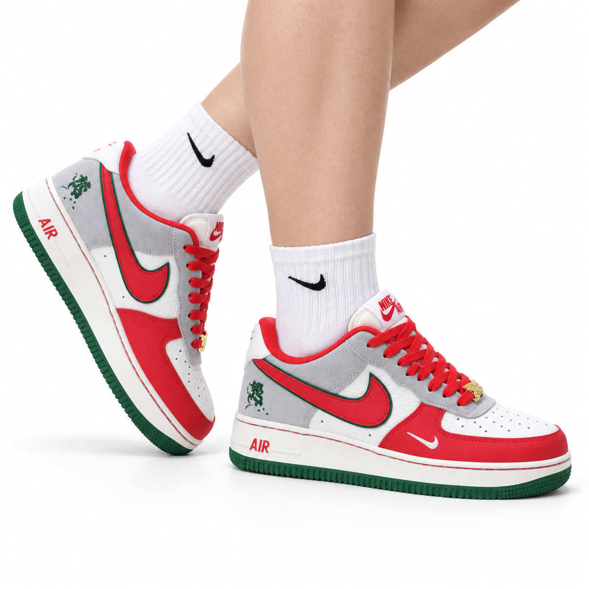 Nike Air Force 1 '07 LV8 Lunar New Year Low-Top Sneakers – Red/White/Green