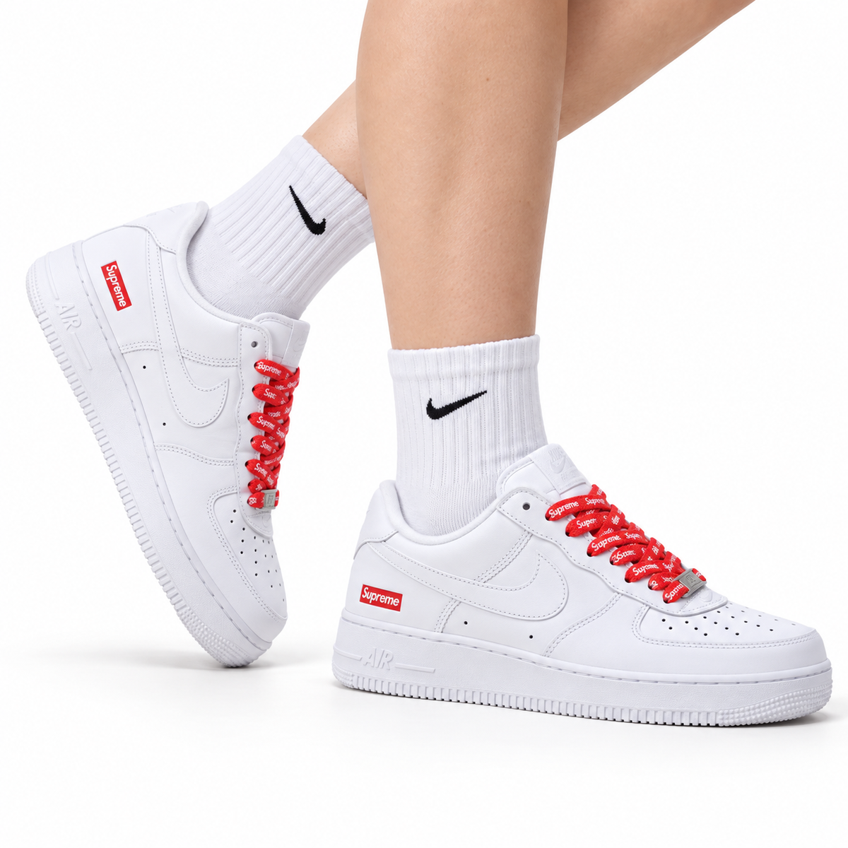NIKE AIR FORCE 1 '07 LOW-TOP CASUAL SNEAKERS – WHITE/RED