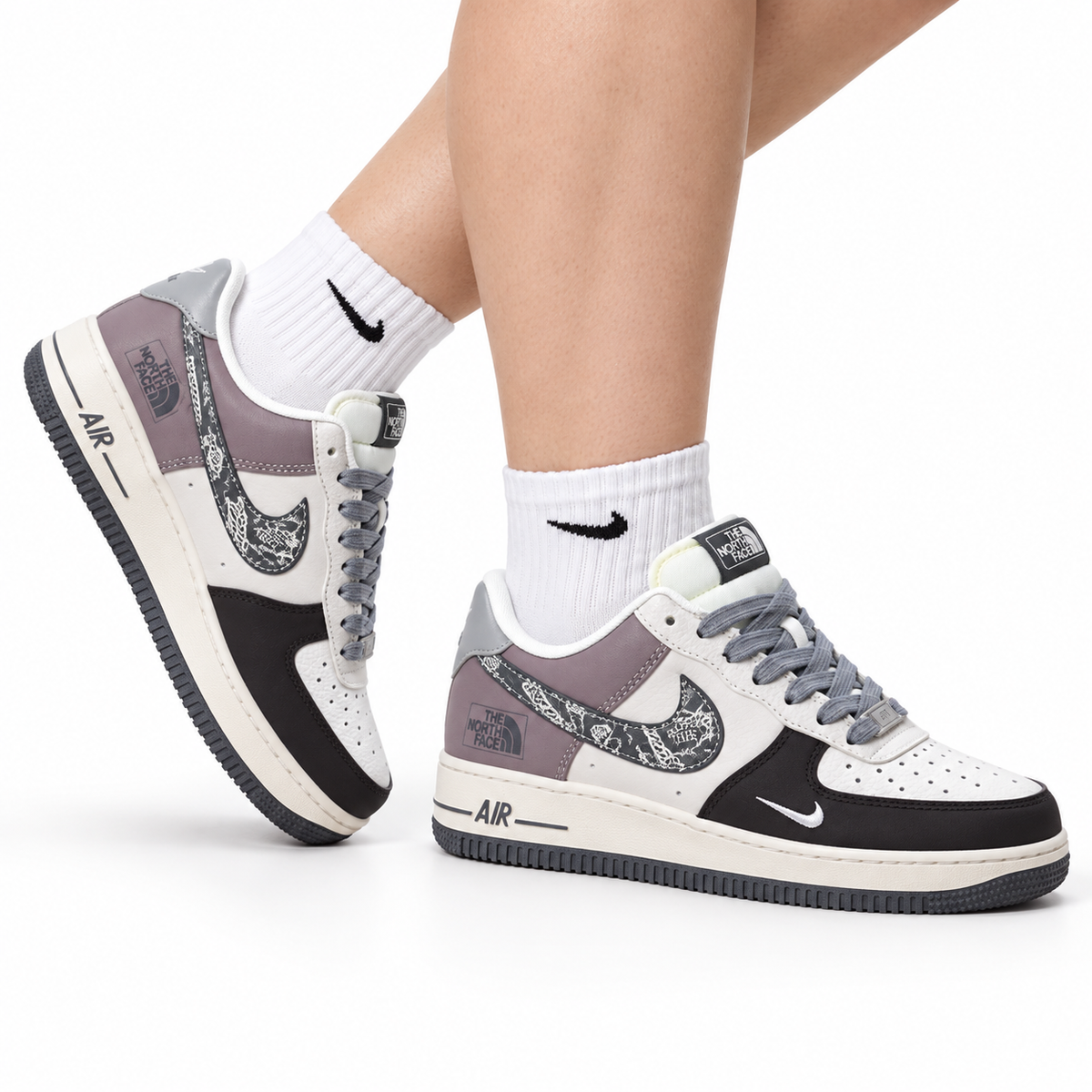 Nike Air Force 1 Low Outdoor Graphic | Grey White Leather Sneakers