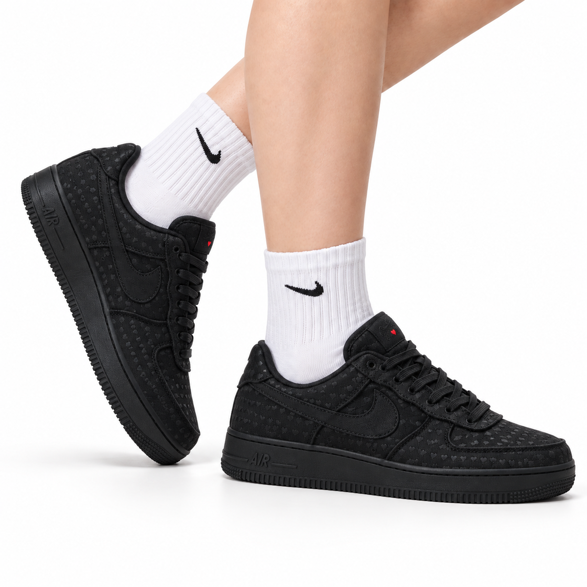 Nike Air Force 1 Low Triple Black | Jacquard Leather Sneakers