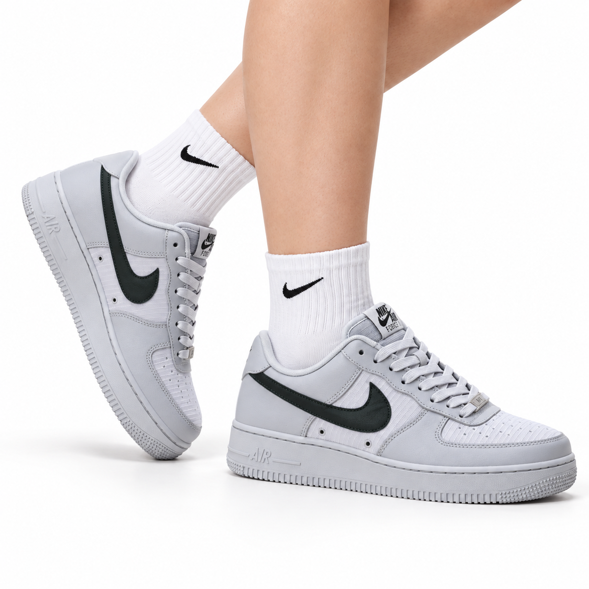 Nike Air Force 1 Low Monochrome | White Grey Textile Sneakers