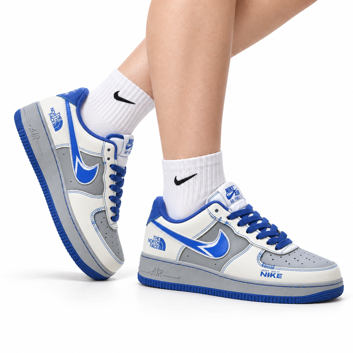 Nike Air Force 1 Low Blue & White Collection | Classic Leather Sneakers