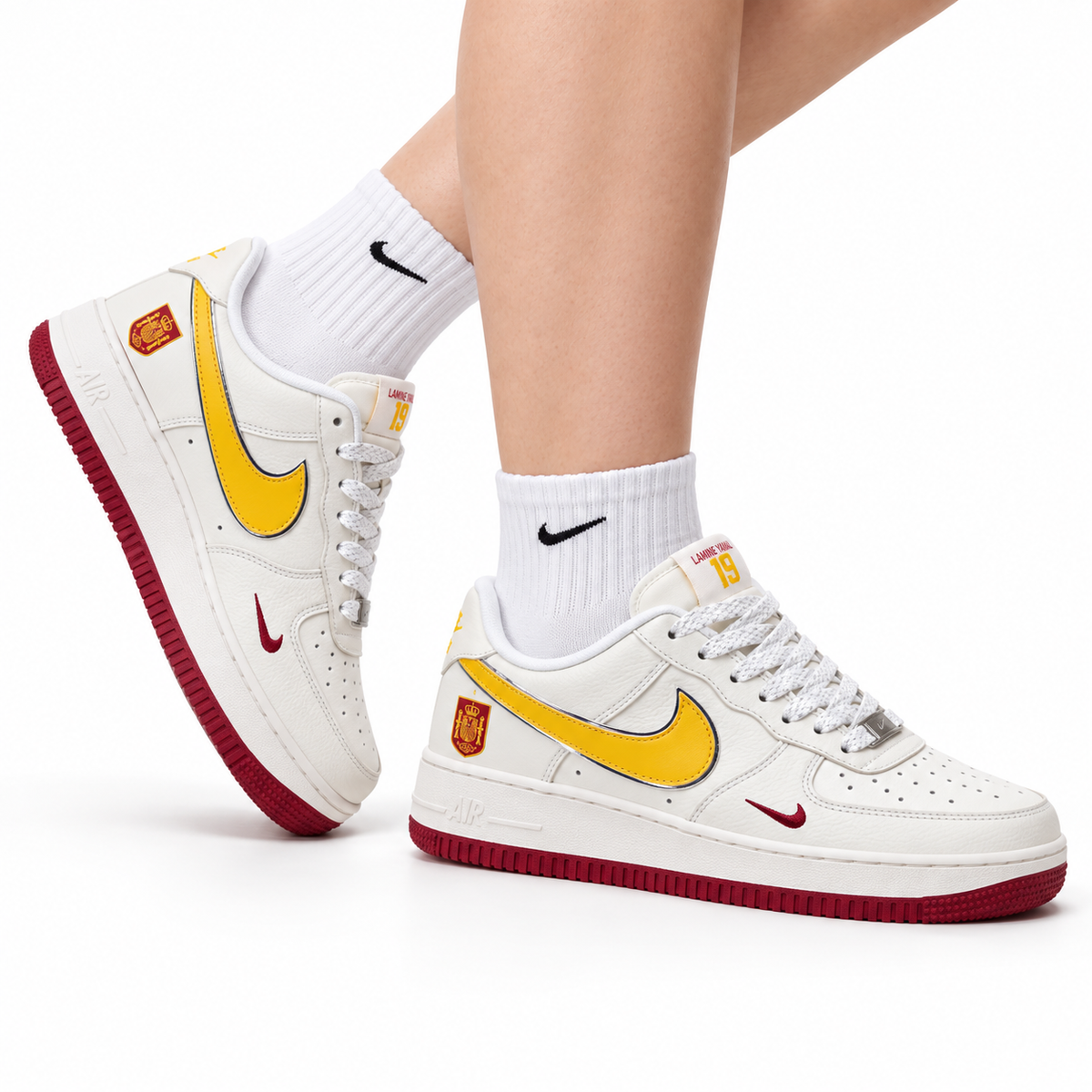 Nike Air Force 1 Low Spain-Inspired | White Yellow Red Leather Sneakers