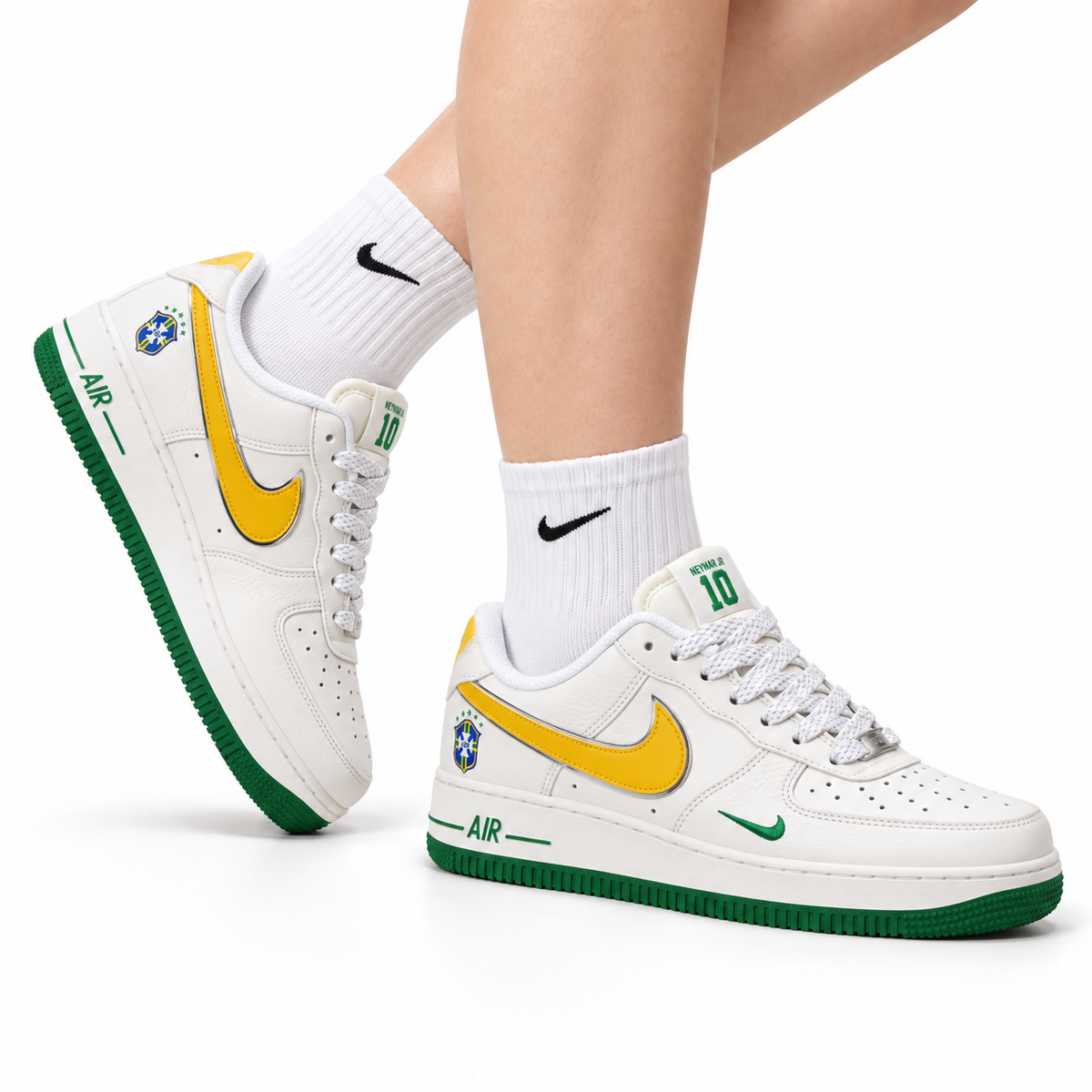 Nike Air Force 1 Low Brazil-Inspired | White Green Yellow Leather Sneakers