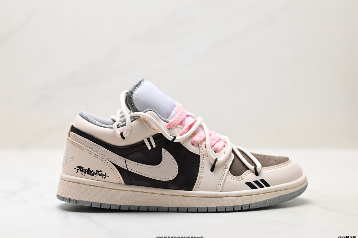 Nike Low-Top Sneakers Beige Black Pink Unisex Style 19 detail view 2