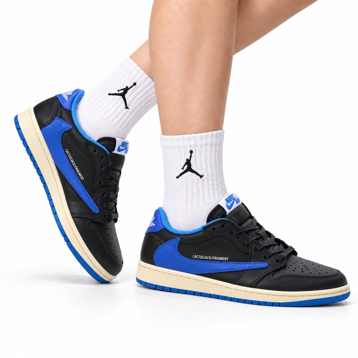 Nike Low-Top Sneakers Black Blue Beige Unisex Collaboration Edition Style 63 white background lifestyle main view