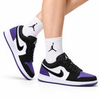 Nike Low-Top Sneakers Black Purple White Unisex Collaboration Edition Style 60 white background lifestyle main view