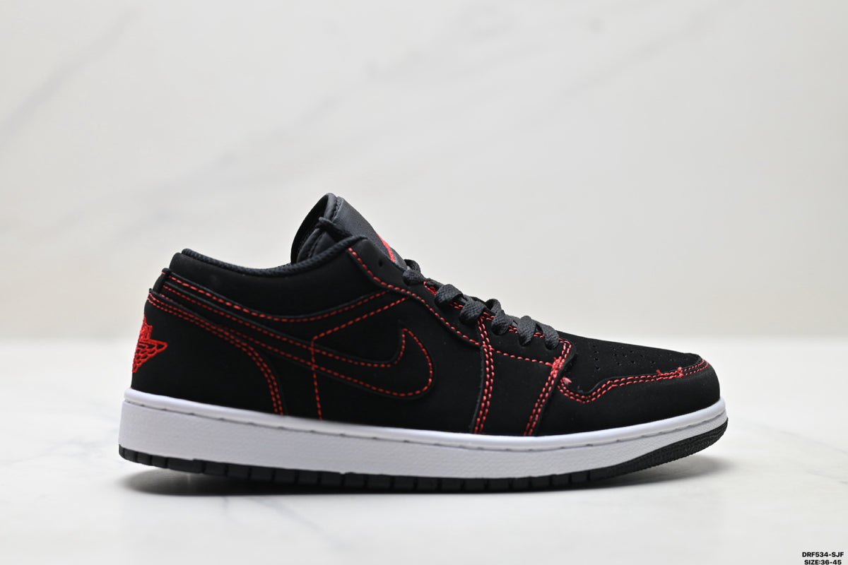 Nike Low-Top Sneakers Black Red Unisex Style 09 detail view 2